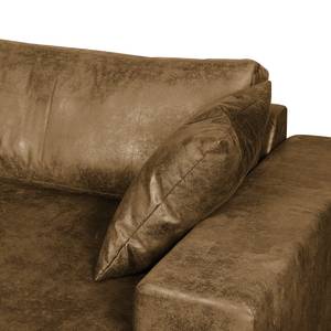 Ecksofa Mandor Antiklederlook Cognac - Longchair davorstehend rechts