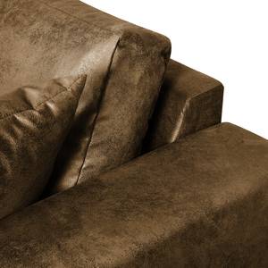 Ecksofa Mandor Antiklederlook Cognac - Longchair davorstehend rechts