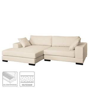 Ecksofa Mandor Strukturstoff Creme - Longchair davorstehend links