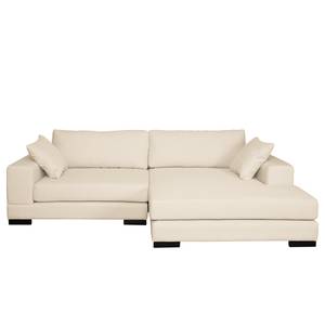 Ecksofa Mandor Strukturstoff Creme - Longchair davorstehend rechts