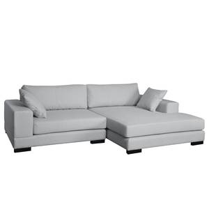 Ecksofa Mandor Strukturstoff Silbergrau - Longchair davorstehend rechts