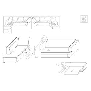 Ecksofa Manito (mit Schlaffunktion) Microfaser - Grau - Ottomane davorstehend links