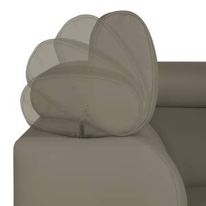 Canapé d'angle Manono Cuir véritable / Imitation cuir - Gris - Méridienne courte à gauche (vue de face) - Fonction couchage