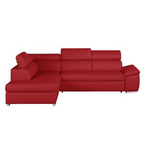 Ecksofa Manono Echtleder / Kunstleder Rot - Longchair davorstehend links - Keine Funktion