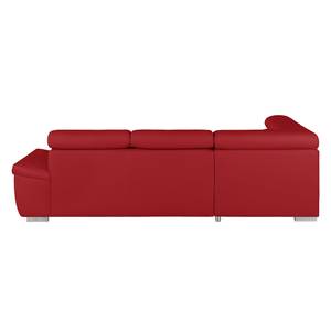 Ecksofa Manono Echtleder / Kunstleder Rot - Longchair davorstehend links - Keine Funktion