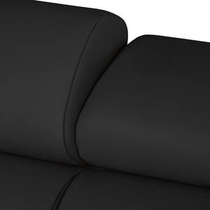 Canapé d'angle Manono Cuir véritable / Imitation cuir - Noir - Méridienne courte à droite (vue de face) - Fonction couchage