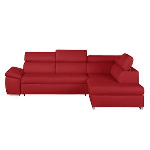 Ecksofa Manono Echtleder / Kunstleder Rot - Longchair davorstehend rechts - Keine Funktion