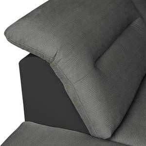 Canapé d'angle Manteo (convertible) Imitation cuir / Microfibre - Noir / Gris - Méridienne longue à gauche (vue de face)