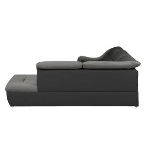 Canapé d'angle Manteo (convertible) Imitation cuir / Microfibre - Noir / Gris - Méridienne longue à droite (vue de face)