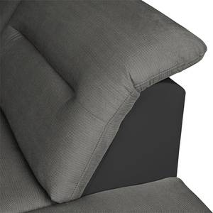 Canapé d'angle Manteo (convertible) Imitation cuir / Microfibre - Noir / Gris - Méridienne longue à droite (vue de face)