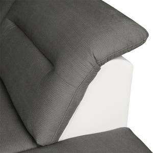 Canapé d'angle Manteo (convertible) Imitation cuir / Microfibre - Blanc / Gris - Méridienne longue à droite (vue de face)