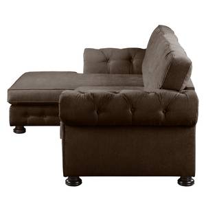 Ecksofa Marau Microfaser - Braun - Longchair davorstehend links