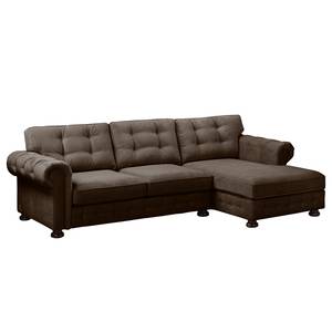 Ecksofa Marau microvezel - Bruin - Longchair vooraanzicht rechts