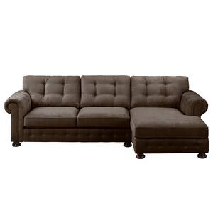 Ecksofa Marau microvezel - Bruin - Longchair vooraanzicht rechts