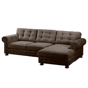 Ecksofa Marau Microfaser - Braun - Longchair davorstehend rechts