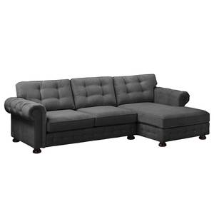 Ecksofa Marau Microfaser - Dunkelgrau - Longchair davorstehend rechts