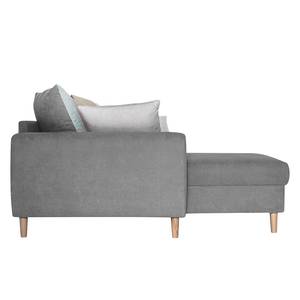 Ecksofa Margate Microfaser Microfaser - Grau - Longchair davorstehend links - Mit Hocker