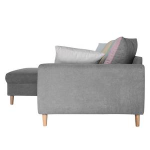 Ecksofa Margate Microfaser Microfaser - Grau - Longchair davorstehend links - Mit Hocker