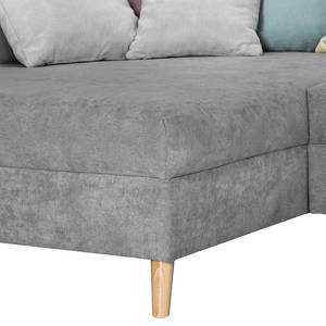 Ecksofa Margate Microfaser Microfaser - Grau - Longchair davorstehend links - Mit Hocker