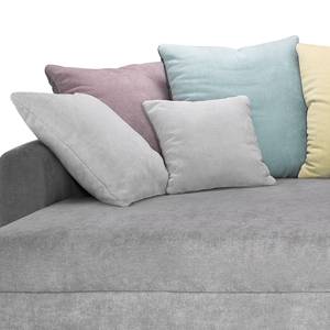 Ecksofa Margate Microfaser Microfaser - Grau - Longchair davorstehend links - Mit Hocker