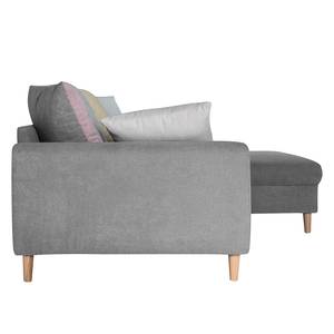 Ecksofa Margate Microfaser Microfaser - Grau - Longchair davorstehend rechts - Mit Hocker