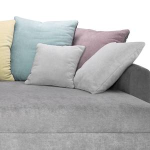 Ecksofa Margate Microfaser Grau - Longchair davorstehend rechts - Mit Hocker