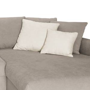 Ecksofa Margate Microfaser Taupe - Longchair davorstehend rechts - Mit Hocker