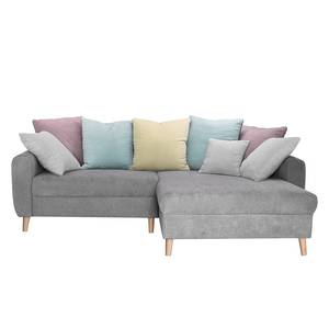 Ecksofa Margate Microfaser Microfaser - Grau - Longchair davorstehend rechts - Ohne Hocker