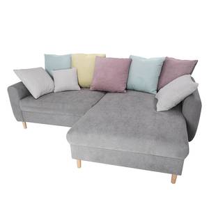 Ecksofa Margate Microfaser Microfaser - Grau - Longchair davorstehend rechts - Ohne Hocker