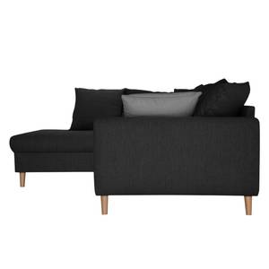 Ecksofa Margate Webstoff Anthrazit - Ottomane davorstehend links - Mit Hocker