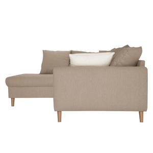 Ecksofa Margate Webstoff Webstoff - Beige - Ottomane davorstehend links - Mit Hocker