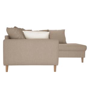 Ecksofa Margate Webstoff Webstoff - Beige - Ottomane davorstehend rechts - Mit Hocker