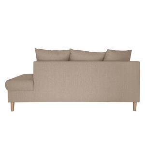 Ecksofa Margate Webstoff Webstoff - Beige - Ottomane davorstehend rechts - Mit Hocker