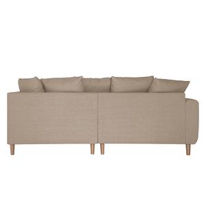 Ecksofa Margate Webstoff Webstoff - Beige - Ottomane davorstehend rechts - Mit Hocker