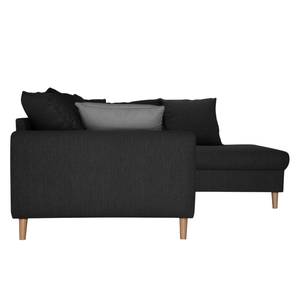 Ecksofa Margate Webstoff Webstoff - Anthrazit - Ottomane davorstehend rechts - Ohne Hocker