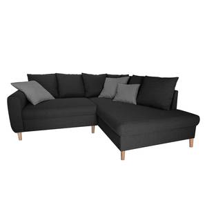 Ecksofa Margate Webstoff Anthrazit - Ottomane davorstehend rechts - Ohne Hocker