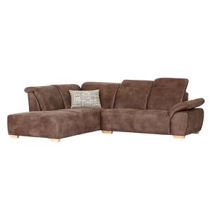 Ecksofa Marge Microfaser Microfaser - Braun - Longchair davorstehend links