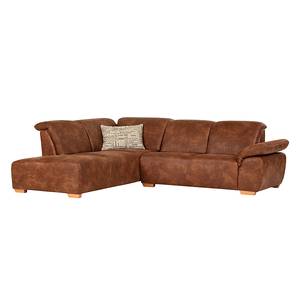 Ecksofa Marge Microfaser Vintage Cognac - Longchair davorstehend links