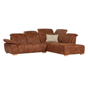 Ecksofa Marge Microfaser Vintage Cognac - Longchair davorstehend rechts