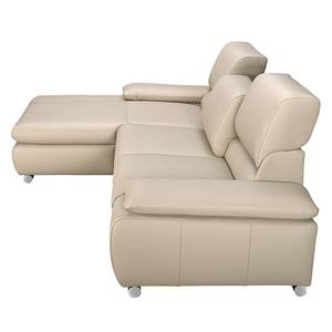 Ecksofa Masca II Echtleder Echtleder - Beige - Longchair davorstehend links - Schlaffunktion