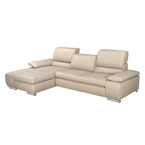 Ecksofa Masca II Echtleder Beige - Longchair davorstehend links - Keine Funktion