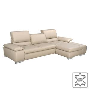 Ecksofa Masca II Echtleder Echtleder - Beige - Longchair davorstehend rechts - Keine Funktion