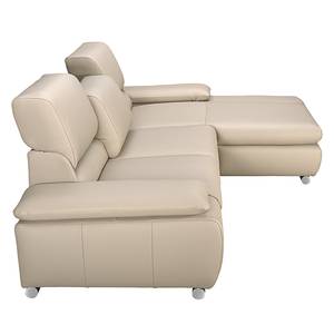 Ecksofa Masca II Echtleder Echtleder - Beige - Longchair davorstehend rechts - Schlaffunktion