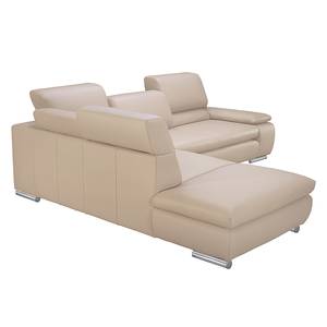 Ecksofa Masca I Echtleder Beige - Longchair davorstehend links - Schlaffunktion