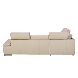 Hoekbank Masca I echt leer - Beige - Longchair vooraanzicht links - Slaapfunctie