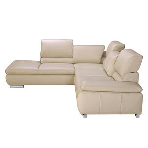 Ecksofa Masca I Echtleder Beige - Longchair davorstehend links - Keine Funktion