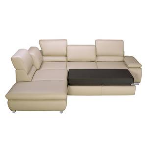 Ecksofa Masca I Echtleder Beige - Longchair davorstehend links - Schlaffunktion