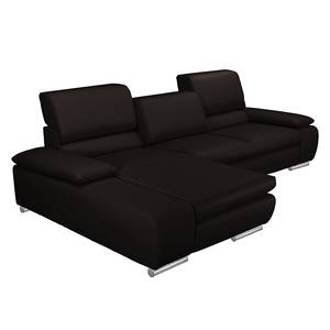 Ecksofa Masca II Echtleder Mokka - Longchair davorstehend links - Keine Funktion