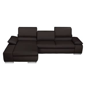 Ecksofa Masca II Echtleder Mokka - Longchair davorstehend links - Keine Funktion