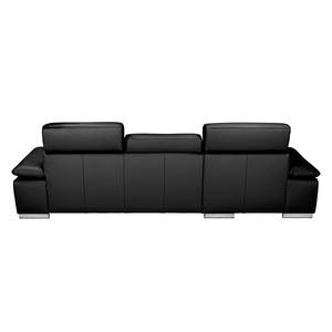 Ecksofa Masca II Echtleder Echtleder - Schwarz - Longchair davorstehend links - Schlaffunktion